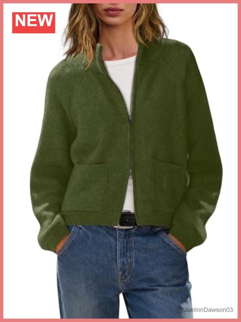LAMISSCHE Womens Zip Up Cardigan Cable Knit Sweater with Pockets